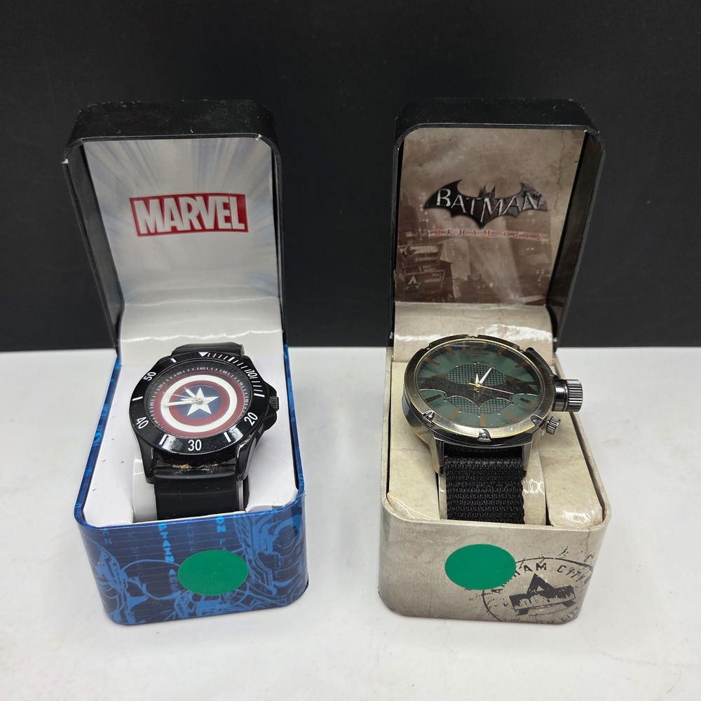 Marvel DC Watch Lot Batman Arkham City Captain America Avengers Tins